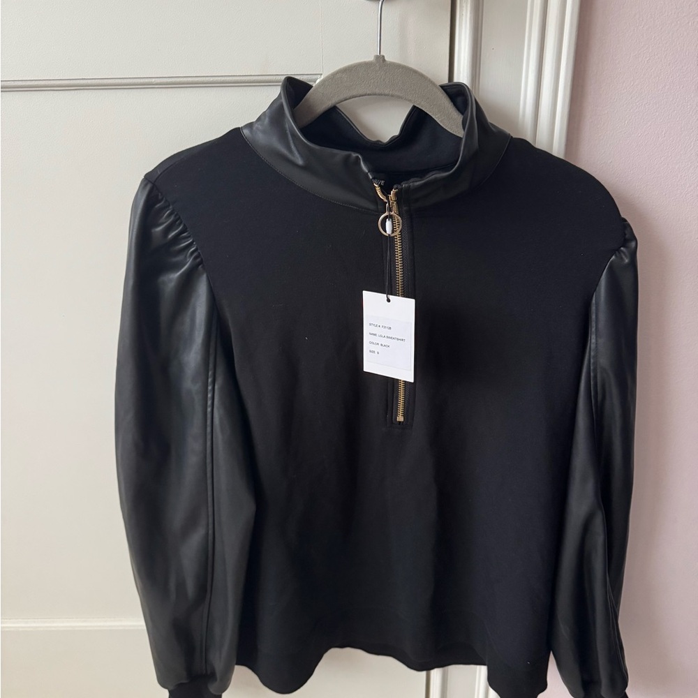 Generation Love Black Faux Leather Sleeve Top